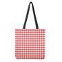 Red And White Gingham Pattern Print Tote Bag