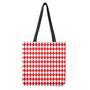 Red And White Harlequin Pattern Print Tote Bag