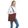 Red And Yellow Tartan Pattern Print Tote Bag