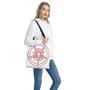 Red Satanic Pentagram Symbol Print Tote Bag