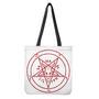 Red Satanic Pentagram Symbol Print Tote Bag