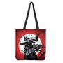 Samurai And Crow Print Tote Bag