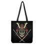 Samurai Warrior Skull Print Tote Bag