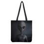 Scary Grey Alien Print Tote Bag