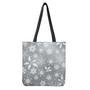 Silver And White Snowflake Pattern Print Tote Bag