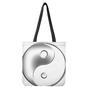 Sliver And White Yin Yang Print Tote Bag