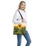 Sunflower Landscape Print Tote Bag