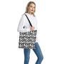 White And Black Lily Pattern Print Tote Bag