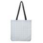 White And Blue Tattersall Pattern Print Tote Bag