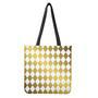 White And Gold Harlequin Pattern Print Tote Bag