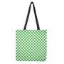 White And Green Checkered Print Tote Bag