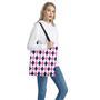 White Blue And Pink Argyle Pattern Print Tote Bag