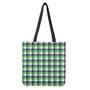 White Green And Blue Buffalo Plaid Print Tote Bag