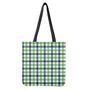 White Navy And Green Plaid Print Tote Bag