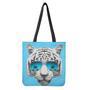 White Tiger With Sunglasses Print Tote Bag