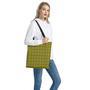 Yellow Black And Navy Plaid Print Tote Bag