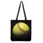 Yellow Softball Ball Print Tote Bag