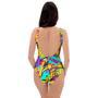 Abstract Comic Bubble Graffiti Print One Piece Swimsuite