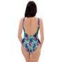 Abstract Hawaiian Pineapple Print One Piece Swimsuite