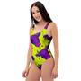 Abstract Neon Cow Print One Piece Swimsuite