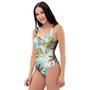 Abstract Palm Tree Hawaiian Print One Piece Swimsuite