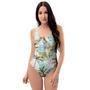 Abstract Palm Tree Hawaiian Print One Piece Swimsuite