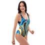 Abstract Wavy Psychedelic One Piece Swimsuite