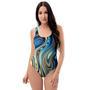 Abstract Wavy Psychedelic One Piece Swimsuite