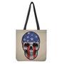 American Patriotic Skull Print Tote Bag