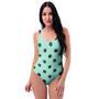 Aqua And Black Polka Dot One Piece Swimsuite