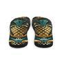 Art Deco Pineapple Yellow Gold Green Funky Fruit Flip Flops Colorful.