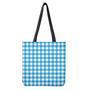 Azure Blue And White Gingham Print Tote Bag