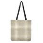 Beige And White Gingham Pattern Print Tote Bag