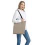 Beige And White Knitted Pattern Print Tote Bag