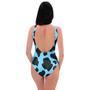 Black And Blue Cow Print One Piece Swimsuite