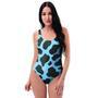 Black And Blue Cow Print One Piece Swimsuite