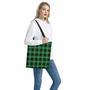 Black And Green Tartan Pattern Print Tote Bag