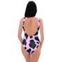 Black And Pink Cow Print One Piece Swimsuite