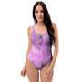 Black And Purple Tie Dye One Piece Swimsuite