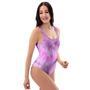 Black And Purple Tie Dye One Piece Swimsuite