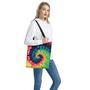 Black And Rainbow Tie Dye Print Tote Bag