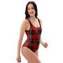 Black And Red Plaid Tartan One Piece Swimsuite