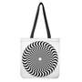 Black And White Circle Illusion Print Tote Bag