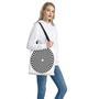 Black And White Circle Illusion Print Tote Bag