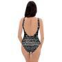 Black And White Doodle Tribal Aztec Print One Piece Swimsuite