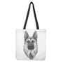 Black And White German Shepherd Print Tote Bag