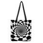 Black And White Hypnotic Illusion Print Tote Bag