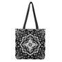 Black And White Lotus Mandala Print Tote Bag