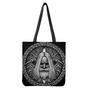 Black And White Odin With Crows Print Tote Bag