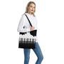 Black And White Piano Keyboard Print Tote Bag